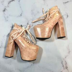 UNIF Hellbound Mermaid Pink Iridescent Platform Boots Size 9